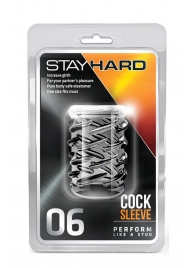 Прозрачная насадка с объёмными чёрточками STAY HARD COCK SLEEVE 06 CLEAR - Blush Novelties - в Белгороде купить с доставкой