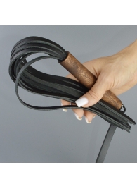 Черная кожаная плеть с деревянной рукоятью - 44 см. - Sitabella - купить с доставкой в Белгороде