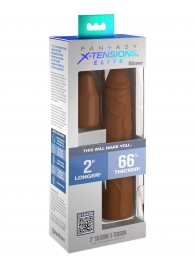 Коричневая насадка на член 2  Silicone X-tension - 20,3 см. - Pipedream - в Белгороде купить с доставкой