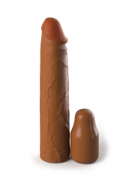 Коричневая насадка на член 2  Silicone X-tension - 20,3 см. - Pipedream - в Белгороде купить с доставкой