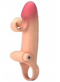 Телесная вибронасадка на пенис с подхватом мошонки - 20 см. - Baile - в Белгороде купить с доставкой