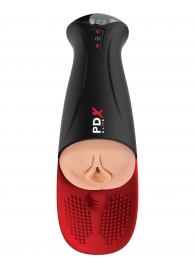 Телесный мастурбатор-вагина в черной колбе с вибрацией Fuck-O-Matic Pro XL - Pipedream - в Белгороде купить с доставкой