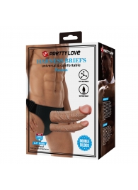 Темно-бежевый фаллопротез для двойного проникновения - 17,5 см. - Baile - купить с доставкой в Белгороде