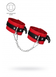 Красно-черные мягкие оковы с одним ремешком и люверсами - Pecado - купить с доставкой в Белгороде