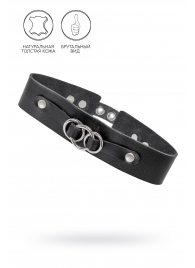Черный чокер-ошейник со связанными кольцами на подложке - Pecado - купить с доставкой в Белгороде