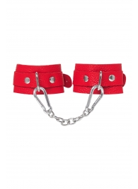 Красные кожаные наручники-браслеты со скруглёнными углами - Pecado - купить с доставкой в Белгороде