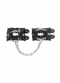 Черные кожаные наручники-браслеты из двух ремешков - Pecado - купить с доставкой в Белгороде
