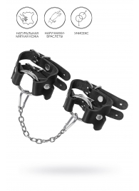 Черные кожаные наручники-браслеты из двух ремешков - Pecado - купить с доставкой в Белгороде