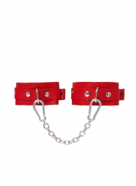 Красные кожаные узкие оковы со скруглёнными углами - Pecado - купить с доставкой в Белгороде