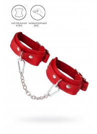 Красные кожаные узкие оковы со скруглёнными углами - Pecado - купить с доставкой в Белгороде