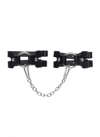 Черные кожаные оковы из двух ремешков - Pecado - купить с доставкой в Белгороде