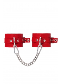 Красные мягкие кожаные оковы с люверсами - Pecado - купить с доставкой в Белгороде