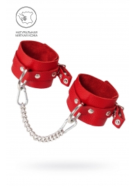 Красные мягкие кожаные оковы с люверсами - Pecado - купить с доставкой в Белгороде