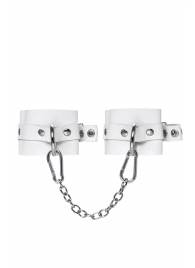 Белые мягкие кожаные оковы с люверсами - Pecado - купить с доставкой в Белгороде