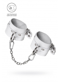 Белые мягкие кожаные оковы с люверсами - Pecado - купить с доставкой в Белгороде