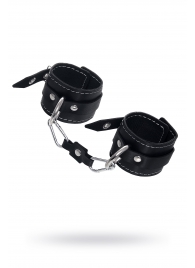 Черные двухслойные наручники с белой строчкой - Pecado - купить с доставкой в Белгороде