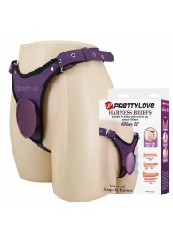 Фиолетовые трусики харнесс с платформой Caludio III - Baile - купить с доставкой в Белгороде