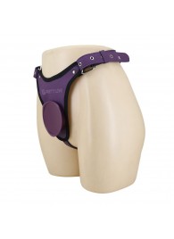 Фиолетовые трусики харнесс с платформой Caludio III - Baile - купить с доставкой в Белгороде