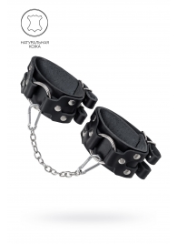 Черные кожаные оковы с двумя ремешками - Pecado - купить с доставкой в Белгороде