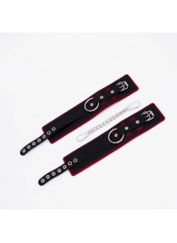 Черно-красные оковы с красной строчкой Sex - Crazy Handmade - купить с доставкой в Белгороде