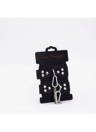 Черные кожаные наручники с регулируемыми ремешками - Crazy Handmade - купить с доставкой в Белгороде