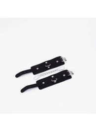 Черные кожаные наручники с хромированной фурнитурой - Crazy Handmade - купить с доставкой в Белгороде