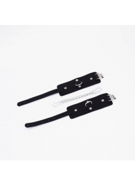 Черные кожаные оковы с хромированной фурнитурой - Crazy Handmade - купить с доставкой в Белгороде