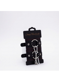 Черно-красные кожаные наручники - Crazy Handmade - купить с доставкой в Белгороде