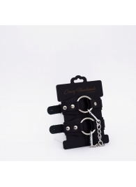 Черные кожаные оковы с кольцом - Crazy Handmade - купить с доставкой в Белгороде