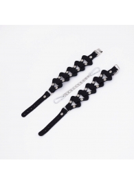 Черные кожаные наручники из звеньев - Crazy Handmade - купить с доставкой в Белгороде