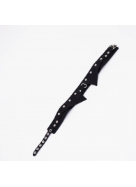 Черный однослойный кожаный ошейник с имитацией воротничка - Crazy Handmade - купить с доставкой в Белгороде