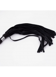 Черный кожаный флоггер со стальной ручкой - 45 см. - Crazy Handmade - купить с доставкой в Белгороде