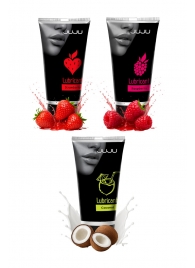 Набор из 3 съедобных лубрикантов JUJU (клубника, малина, кокос) - JuJu - купить с доставкой в Белгороде