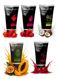 Набор из 5 съедобных лубрикантов JUJU (клубника, малина, тропические фрукты, вишня, кокос) - JuJu - купить с доставкой в Белгороде