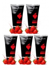 Набор из 5 съедобных лубрикантов JUJU со вкусом клубники - JuJu - купить с доставкой в Белгороде