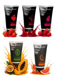 Набор из 5 съедобных лубрикантов JUJU (клубника, малина, тропические фрукты, вишня, грейпфрут) - JuJu - купить с доставкой в Белгороде