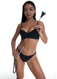 Стек с черным кожаным наконечником в виде сердца и металлической ручкой - 67 см. - Crazy Handmade - купить с доставкой в Белгороде