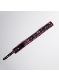 Черно-розовый ошейник с золотистой фурнитурой - Crazy Handmade - купить с доставкой в Белгороде