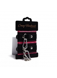 Черно-розовые скругленные наручники с мягкой подкладкой - Crazy Handmade - купить с доставкой в Белгороде