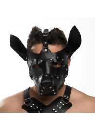 Черная кожаная маска «Собака» - Crazy Handmade - купить с доставкой в Белгороде