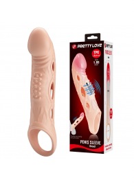 Телесная удлиняющая насадка с рельефом и вибрацией Brad - 21,3 см. - Baile - в Белгороде купить с доставкой