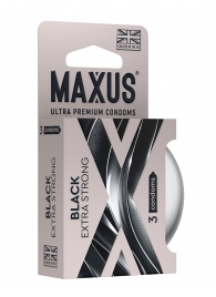 Черные утолщенные презервативы MAXUS Extra Strong с железным кейсом - 3 шт. - Maxus - купить с доставкой в Белгороде