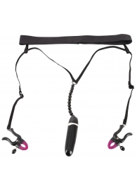 Женские вибростринги с зажимами для половых губ Spreader String with Vibrator - Orion - купить с доставкой в Белгороде