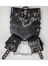 Черный ажурный кожаный набор фиксаций - Crazy Handmade - купить с доставкой в Белгороде