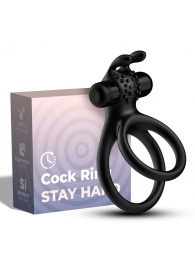 Черное эрекционное виброкольцо с подхватом мошонки Stay Hard - Boys of Toys - в Белгороде купить с доставкой