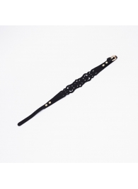 Черный ажурный чокер с золотистой фурнитурой - Crazy Handmade - купить с доставкой в Белгороде