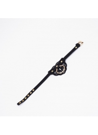 Черный чокер с клепками и золотистой фурнитурой - Crazy Handmade - купить с доставкой в Белгороде