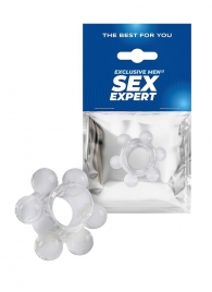 Прозрачное эрекционное кольцо с 6 стимулирующими шариками - Sex Expert - в Белгороде купить с доставкой