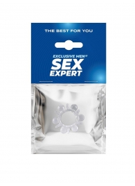 Прозрачное эрекционное кольцо с шариками и шипами - Sex Expert - в Белгороде купить с доставкой