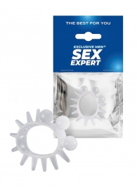 Эластичное эрекционное кольцо с шариками и лучами - Sex Expert - в Белгороде купить с доставкой
